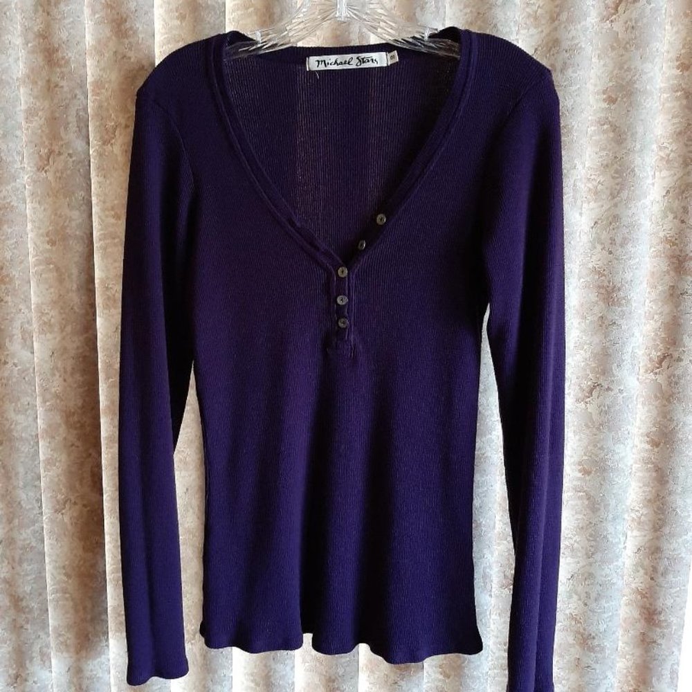 Dk purple Michael Stars thermal henley one size